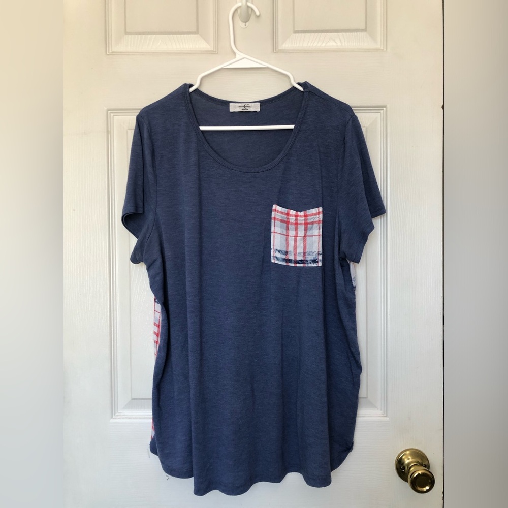 Moa Moa Red, White & Blue plaid T-Shirt
